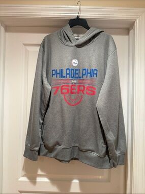 NBA Gray Philadelphia 76ers Crewneck Sweater with Blue & Red Logo